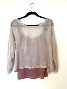 White House Black Market Sheer Neutral Tank/Sweater Set Women's M - Picture 1 of 8