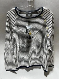 Camicia blusa blu bianca a righe vela nautica Norton Studios taglia 1X - Foto 1 di 3