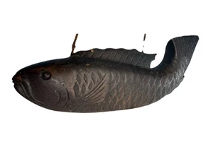 Japanischer Holz geschnitzter Fischtopf Haken Jizai Kagi Karpfen Skulptur - Bild 1 von 23