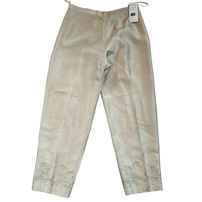 Uniforme Vintage John Paul Richard 100% Seda Pantalones con Dobladillo Decorativo - Talla 10 Foto 1 de 4