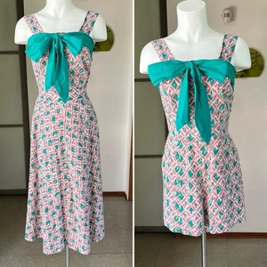 1950s Vintage Geometric Print Playsuit With Matching Skirt 27w - Picture 1 of 16