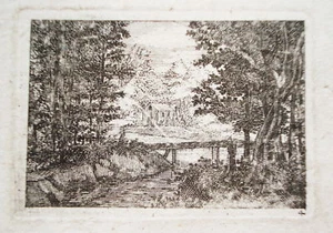 Südliche Landschaft Haus Wald Kobell Kupferstich 1750 - Picture 1 of 1