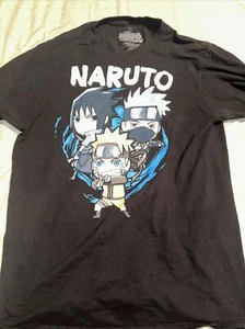 Naruto Herren Shirt Large Schwarz Grafik Chibi Sasuke Kakashi Kurzarm T-Shirt - Bild 1 von 5