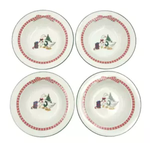 Anchor Hocking Holiday Memories 7" Schüssel 4er Set Weihnachten kariert Geschirr - Bild 1 von 5