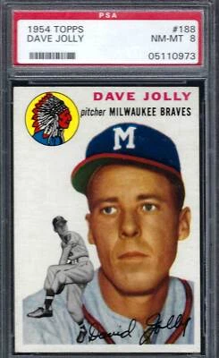 1954 Topps #188 PSA 8 Dave Jolley Braves 188 Sharp! - Image 1 of 2