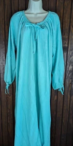 CHARLES OF FRANCE VTG 70s  Arnel Nylon Long Night Gown Aqua Velour Zipper NWT SM - Picture 1 of 10