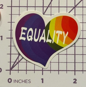 Rainbow Heart - EQUALITY in white - Vinyl Decal Sticker Bomb LGBTQIA+ Love Is - Picture 1 of 5