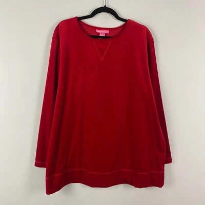 Sudadera pulóver de terciopelo suave Woman Within talla 2X roja manga larga Foto 1 de 4