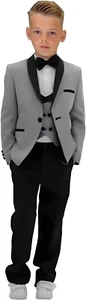 Boy's Suits 3 Pieces Formal Slim Fit For Kids Sets Wedding Tuxedo with Jackets - Picture 1 of 27