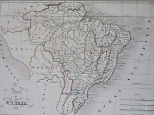 Brazil Peru Bolivia Paraguay Uruguay 1846 Thierry engraved map