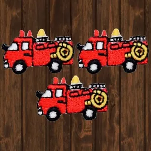 Mini Fire Truck Embroidered Patch — 3-Pack — Iron On - Picture 1 of 1