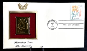 Blue Paloverde Flowering Trees ~ Golden replica 1st Day of issue Stamp MH - Picture 1 of 5