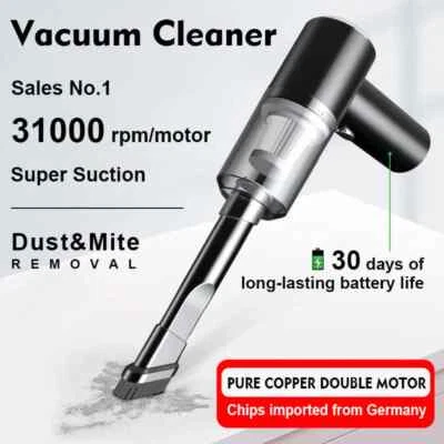 Wireless Vacuum Cleaner Car Handheld Vaccum Mini Power Suction USB Rechargeable - Image 1 of 4