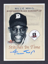 2001 Fleer Auto Autograph Willie Mays Stitches In Time Blue Birmingham Baron SSP