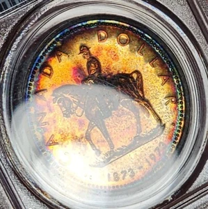 1973 Canada RCMP Proof Silver Dollar 1 $ PCGS SP68 Rainbow Toned Color Coin - Bild 1 von 11