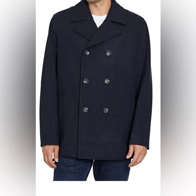 IZOD NWT Men's Navy Double Breasted Wool Peacoat Size Large Tall - Image 1 of 4