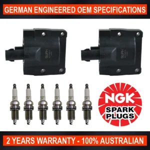 6x NGK Spark Plugs & 2x Swan Ignition Coils for Toyota Landcruiser FZJ70/75 - Picture 1 of 6