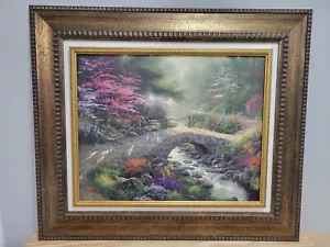 Thomas Kinkade 29" óleo sobre lienzo de fibra/con certificado de autenticidad #Puente de la fe - Imagen 1 de 9