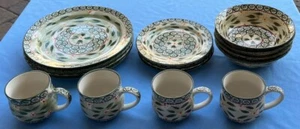 16 pc Set for FOUR Temptations Old World Green Dinnerware Set Unused - Picture 1 of 15