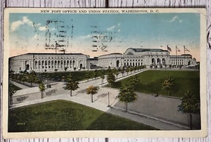 Union Station And New Post Office Washington DC WB Vintage Postcard - Picture 1 of 2