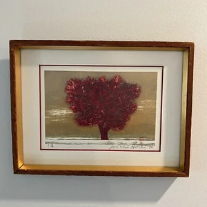 Joichi Hoshi (1913-79) Signed Woodblock Print Red Tree Evening Scene Japan 1976 - Picture 1 of 12