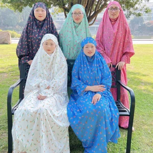 Dubai Mujeres Bata Larga Estampada Sobre la Cabeza Abaya Musulmana Kaftan Burka Cubierta Completa Árabe - Imagen 1 de 45