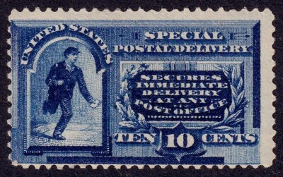 US Scott E2, 1888 Special Delivery, 10c blue, H MINT - Image 1 of 2