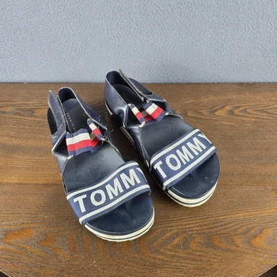 Tommy Hilfiger女式运动凉鞋海军蓝条纹运动6M — 第 1/4 张图片