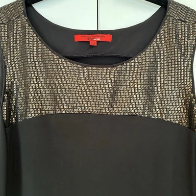 Narciso Rodriguez For Design Nation XL Black Gold Copper Sequin Tank Top Blouse - Image 1 of 4