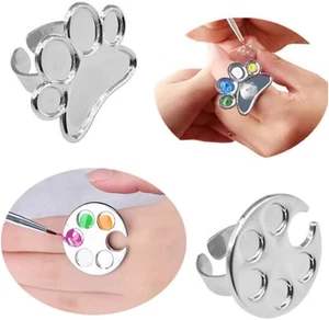 2 Stück Mini Maniküre Palette Tragbar Metall Nail Art Lack Halter Palette Finger - Bild 1 von 6