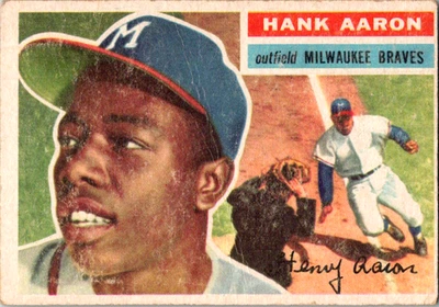 1956 Topps Hank Aaron #31 Milwaukee Braves белая спина очень хорошее состояние / складка - Зал славы - Изображение 1 из 2