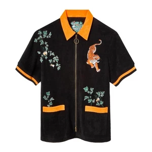 Tombolo 'Crouching Tiger, Hidden Beverage' Cabana Shirt - Black - Large - Picture 1 of 2