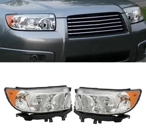 Headlights Fit 2006-08 Subaru Forester Halogen Headlamps w/Bulb Left+Right Side - Picture 1 of 14
