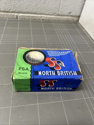 VINTAGE GOLF BALL BOX NORTH BRITISH SUPERCHARGED PGA RECESS SS 2 DOT - Image 1 of 4