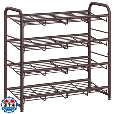 SONGMICS Zapatero Apilable, Estante de Almacenamiento para Zapatos de Metal de 4 Niveles, Soporta Foto 1 de 4