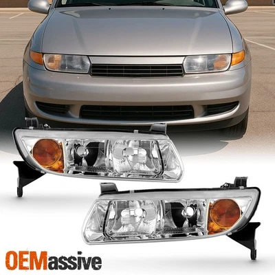 For 2000-2002 Saturn L Series Headlights Headlamps Chrome Housing Replacement - Image 1 of 4