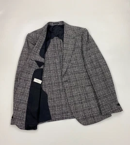 Men's White & Dark Navy Blue Check Reiss Blazer 40R Wool Textured Jacket A/B - Picture 1 of 19