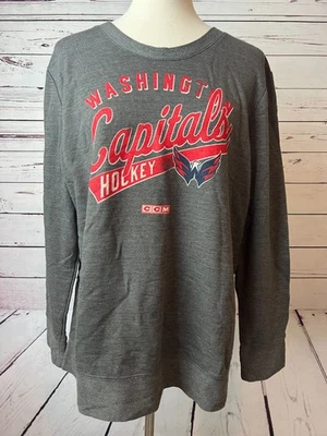 Sudadera Washington Capitals XL Hockey NHL Parches en el Codo Extra Grande Gris Foto 1 de 4