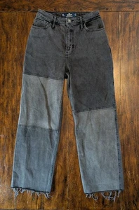 Hollister Womens OS Ultra High Rise Dad Jeans 24x29 Straight Black Color Block  - Picture 1 of 12