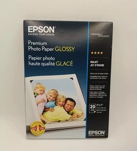 EPSON PREMIUM PHOTO PAPER BORDERLESS 20 SHEETS GLOSSY 5 X 7 - Photo 1/3