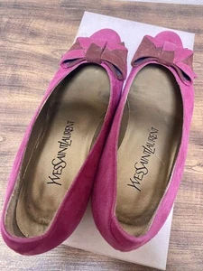 Women 5.5US Yves Saint Laurent Suede Pumps 35 Red Purple Luxury Classic Paris - Picture 1 of 5