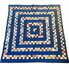 Vintage Quilt Handmade Calico Feedsack Fabric Blue Back 74x70 Full Queen Clean!