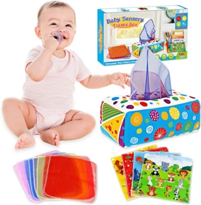 Juguetes para bebés de 6 a 12 meses - Caja de pañuelos para bebés Juguetes Montessori para bebés 6-12 - Imagen 1 de 7