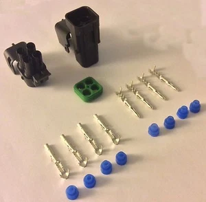 1x Female and Male Connector 4-way Square WeatherPack 01020101000404 w/out wire - Bild 1 von 3