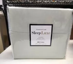 Charter Club Sleep Luxe 800 Thread Count 100% Cotton 4-Pc. Queen Sheet Set Aloe - Picture 1 of 5