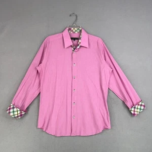 Jared Lang Shirt Mens Medium Pink Dress Office Work Flip Cuff Preppy Layer - Picture 1 of 14