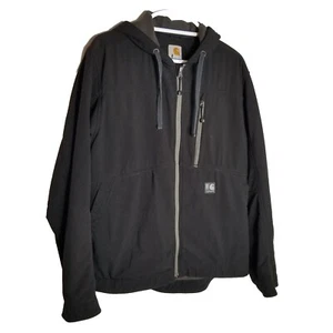 Carhartt Jacket Men's Medium Black Soft Shell Water Resistant Zip Hooded J251 - Picture 1 of 10