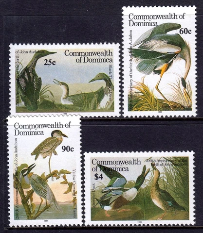 Dominica 1986 Audubon Birds Complete Mint MNH Set SC 965-968 Cover