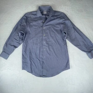 Brooks Brother Dress Shirt Mens 15 Blue Houndstooth Non-Iron Regular Button Down - Picture 1 of 6