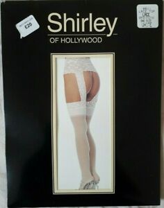 Shirley of Hollywood Women Sheer White Lace Top Garter Stockings Bridal Designer